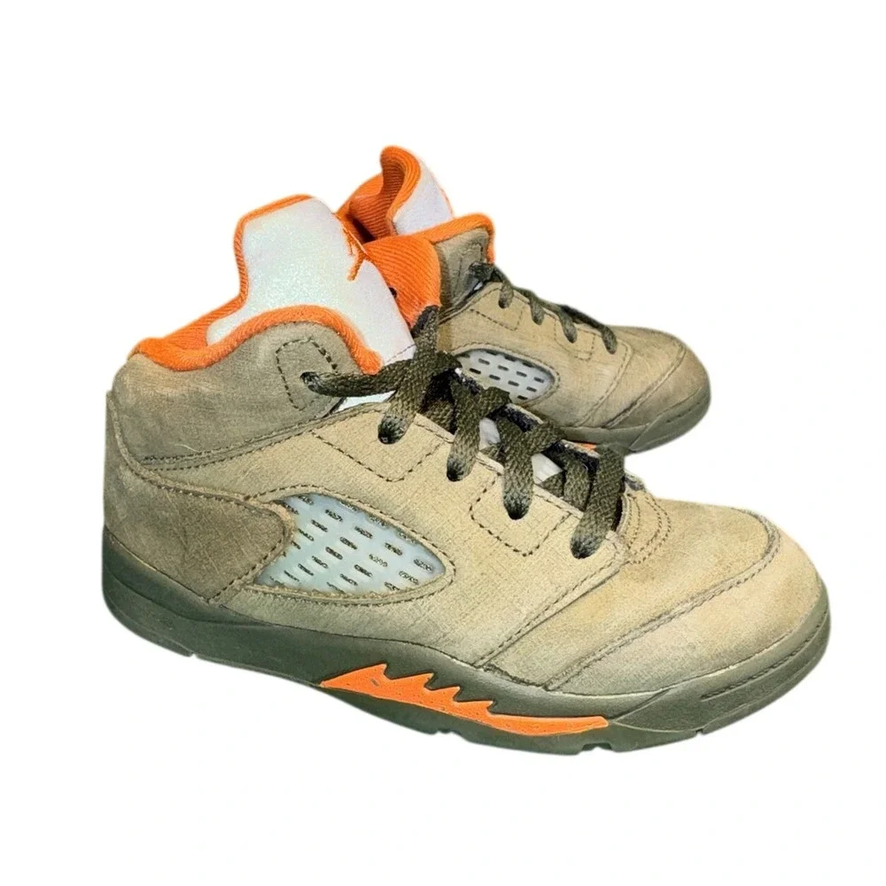 Jordan 5 Retro‎ SE Craft Olive Toddler Sneakers 10C 440890-308 Green Orange